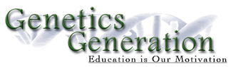 A green and white logo for genetics general.